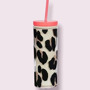 Kate spade leopard 20 oz tumbler straw NWT
